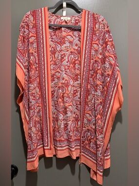 Max Studio Coral Pink Paisley Kimono